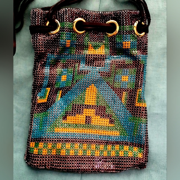 RARE TORY BURCH METAL DRAWSTRING SHOULDER BAG - Picture 2 of 11